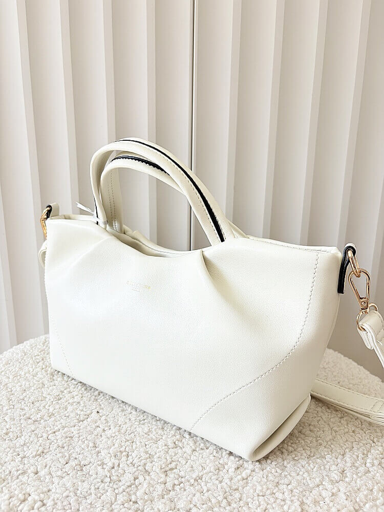 David Jones torebka shopperka biała z przeszyciami