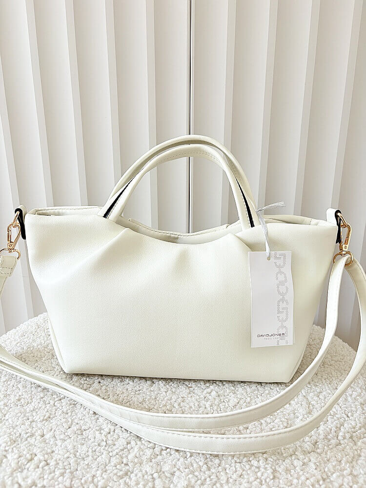 David Jones torebka shopperka biała z przeszyciami