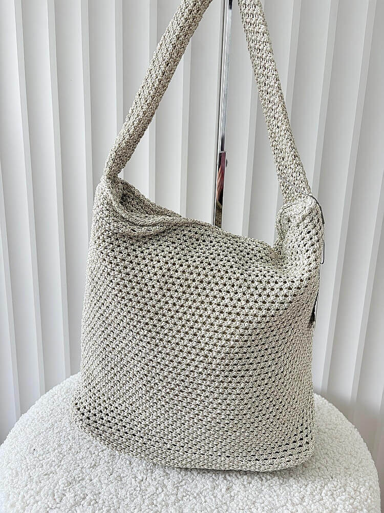 David Jones torebka shopper na ramię jasnozłota plecionka