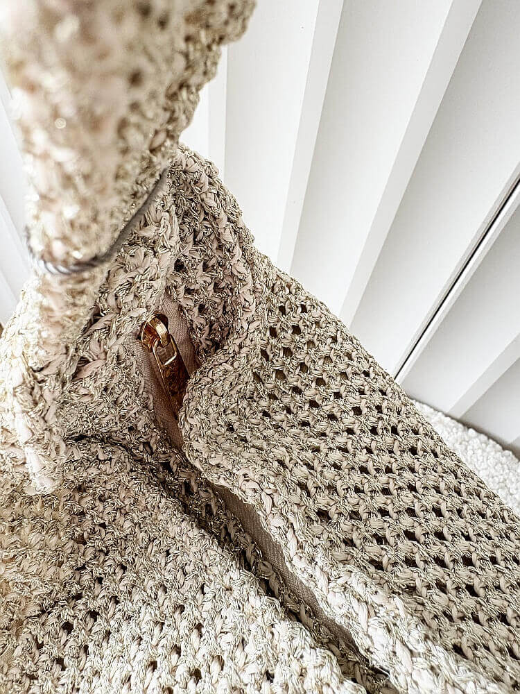 David Jones torebka shopper na ramię jasnozłota plecionka