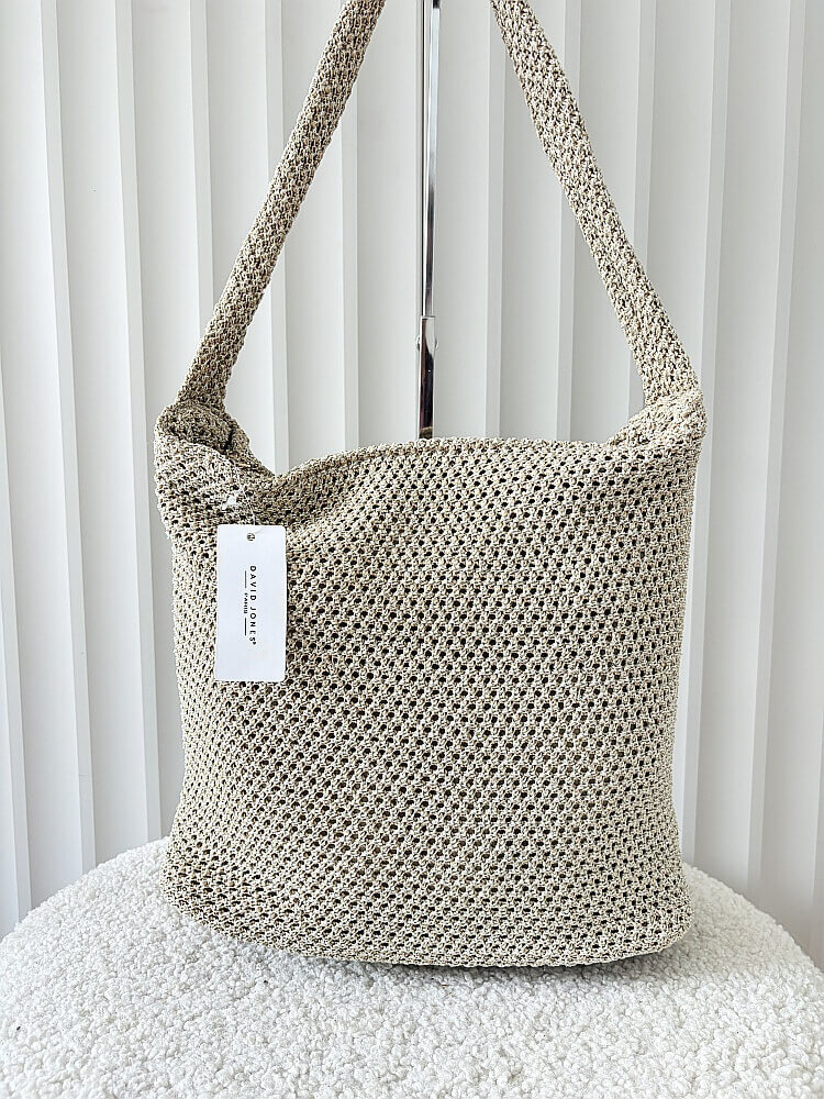 David Jones torebka shopper na ramię złota plecionka