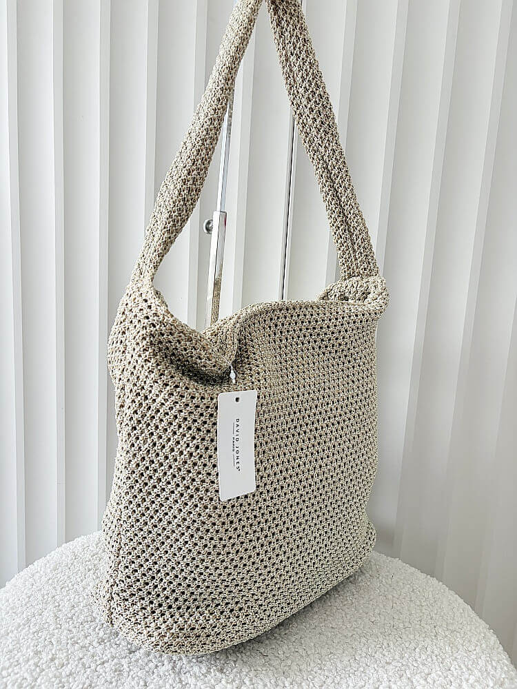 David Jones torebka shopper na ramię złota plecionka