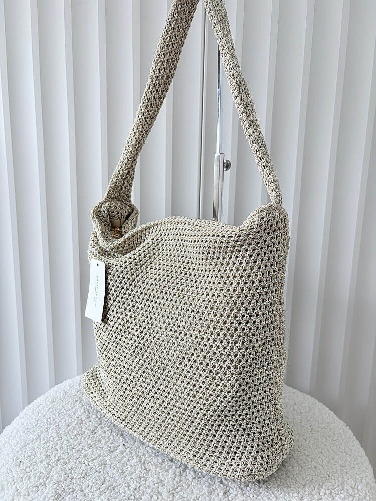 David Jones torebka shopper na ramię złota plecionka