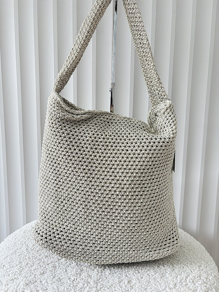 David Jones torebka shopper na ramię złota plecionka