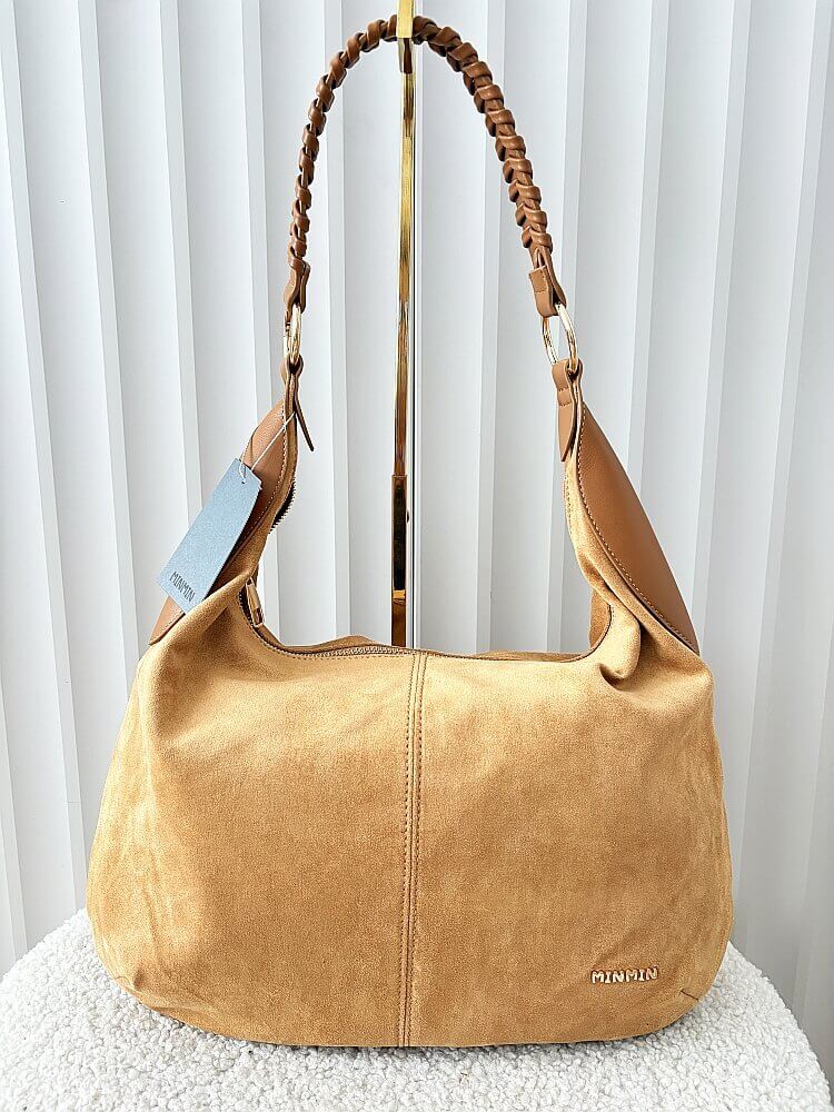 Minmin torebka shopper na ramię camelowa ekozamsz