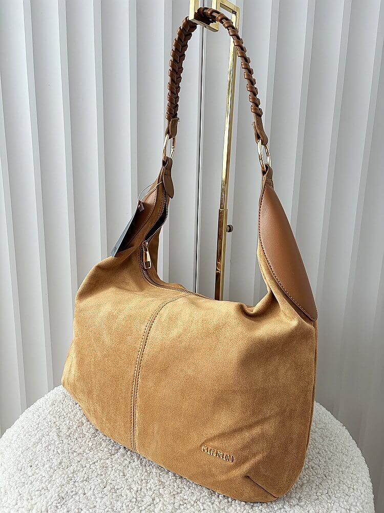 Minmin torebka shopper na ramię camelowa ekozamsz