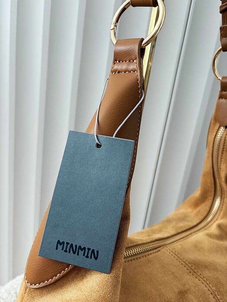 Minmin torebka shopper na ramię camelowa ekozamsz
