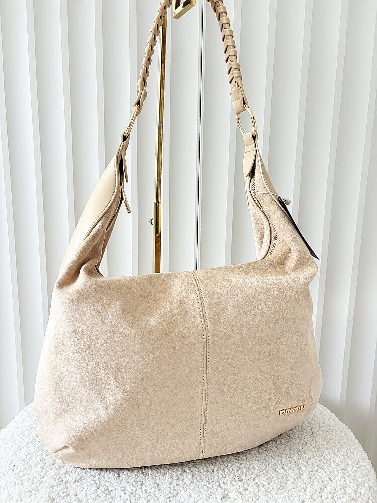 Minmin torebka shopper na ramię beżowa ekozamsz