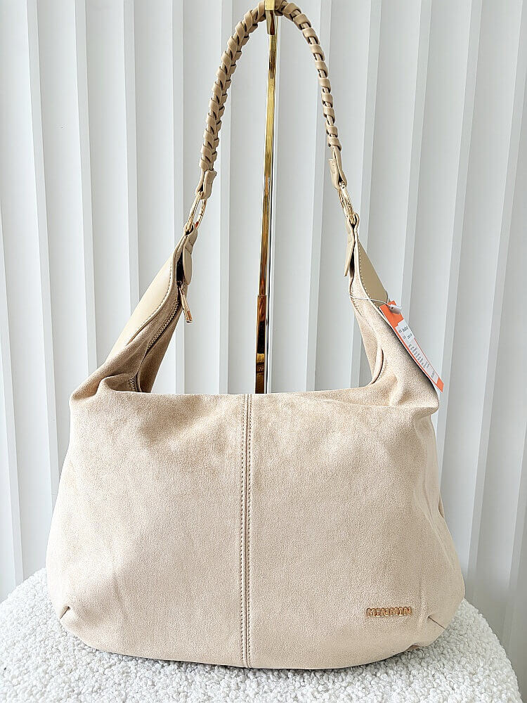 Minmin torebka shopper na ramię beżowa ekozamsz