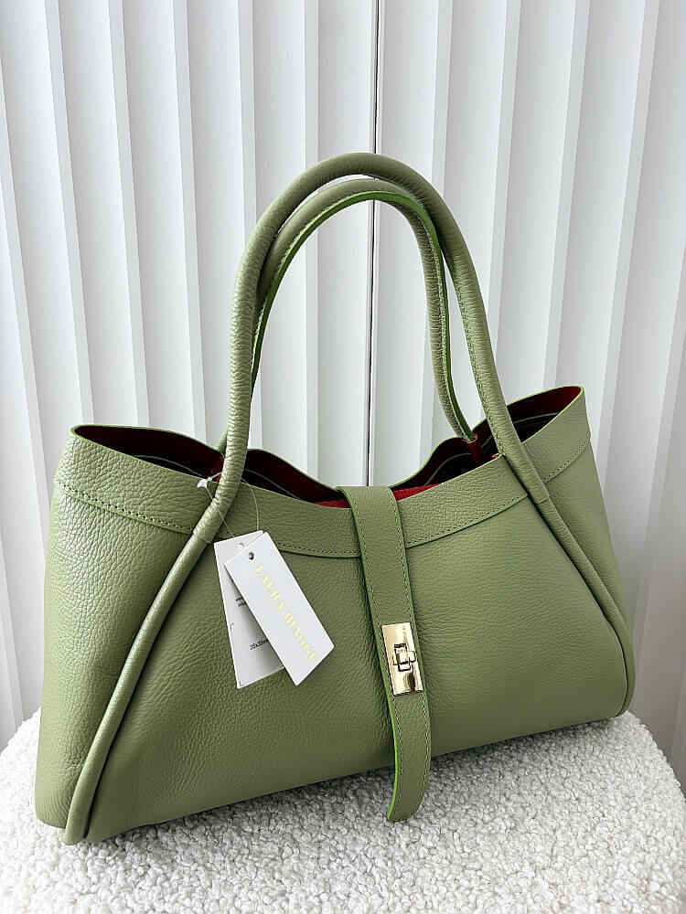 Laura Biaggi torebka shopper skórzana zielona