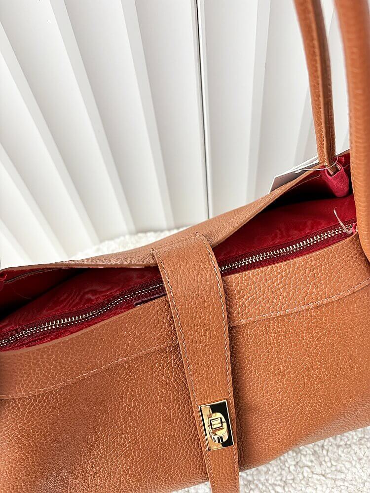 Laura Biaggi torebka shopper skórzana camelowa