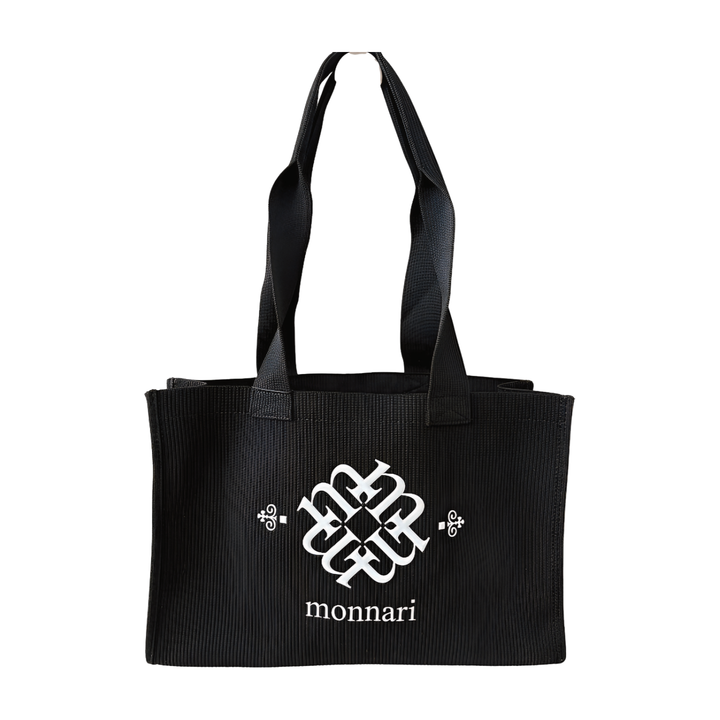 Monnari torebka shopper na ramię czarna materiałowa logowana
