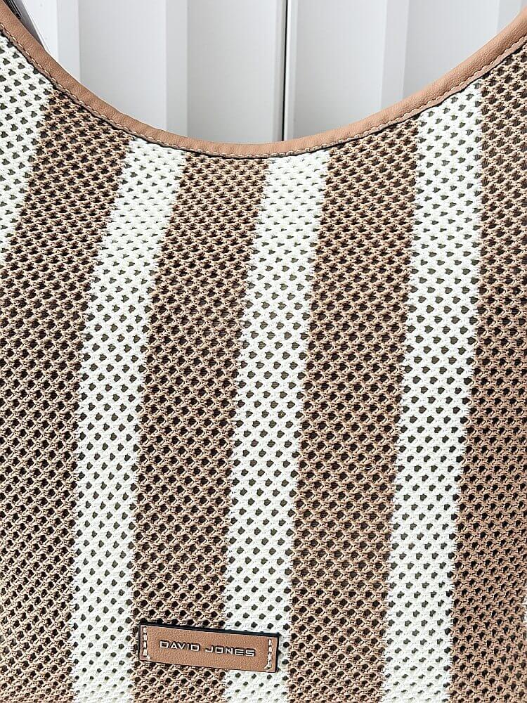 David Jones torba shopper na ramię brązowo-biała plecionka