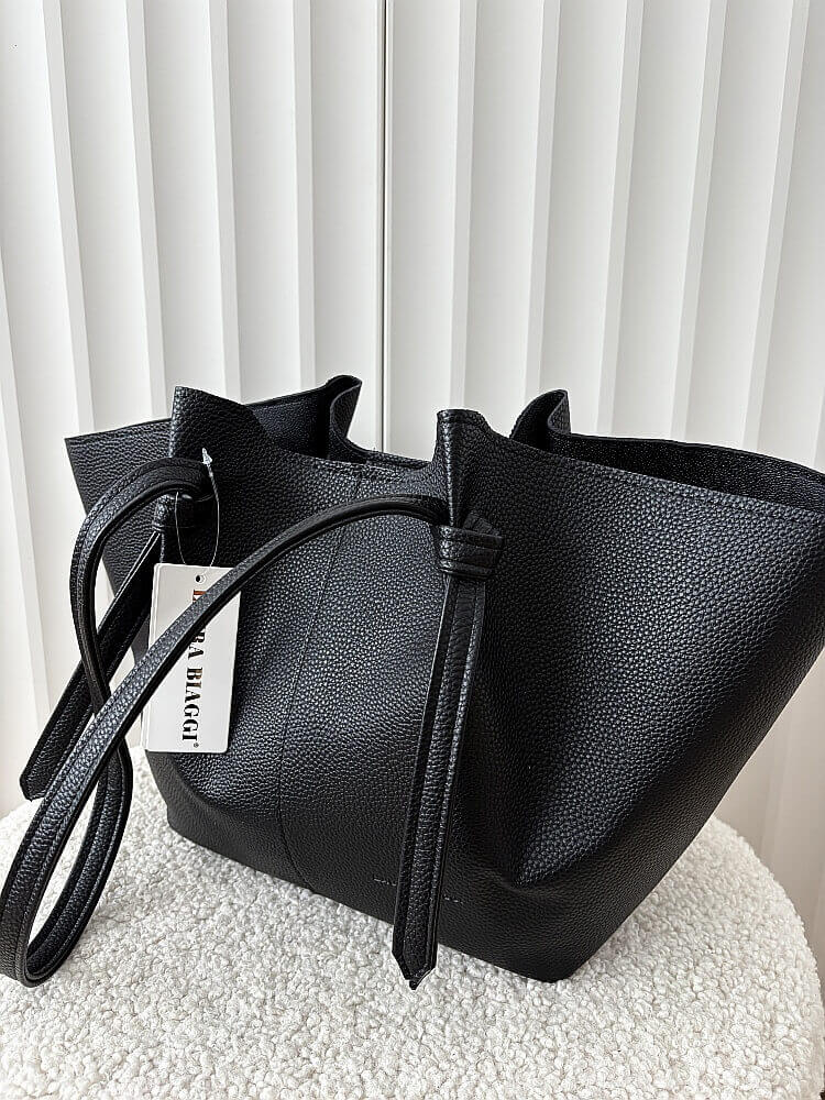Laura Biaggi torebka shopper na ramię czarna
