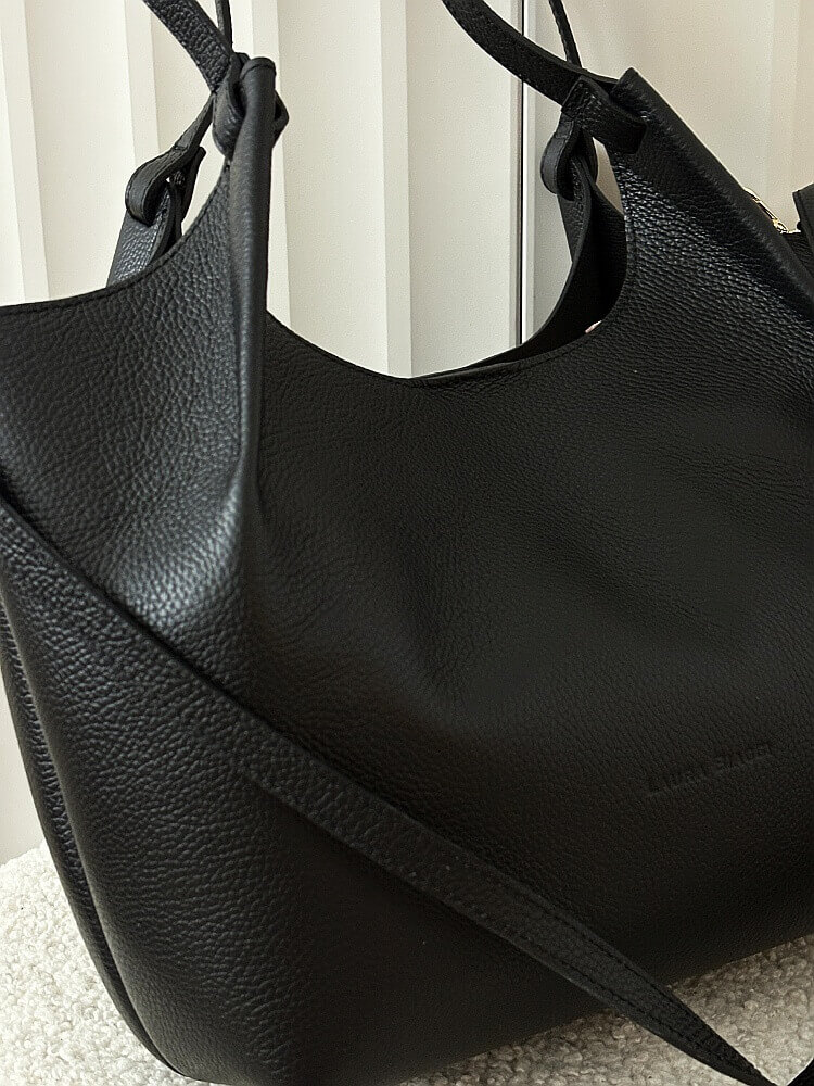 Laura Biaggi torebka shopper na ramię skórzana czarna