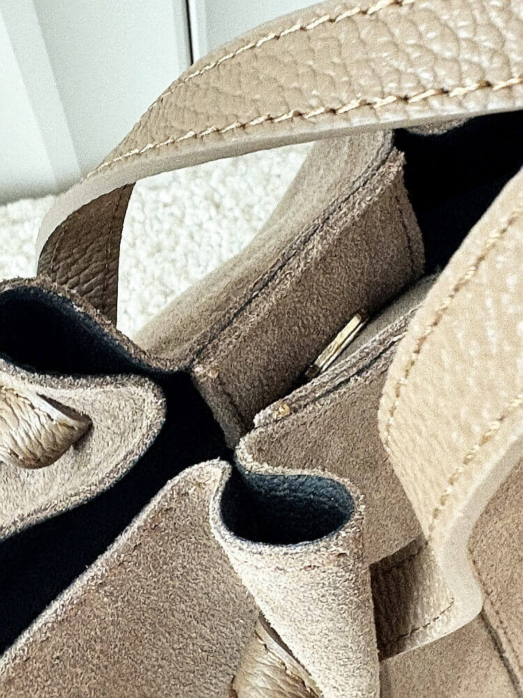 Laura Biaggi torebka mini shopper zamszowa taupe