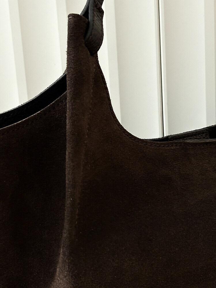 Laura Biaggi torebka shopper na ramię zamszowa czekoladowa