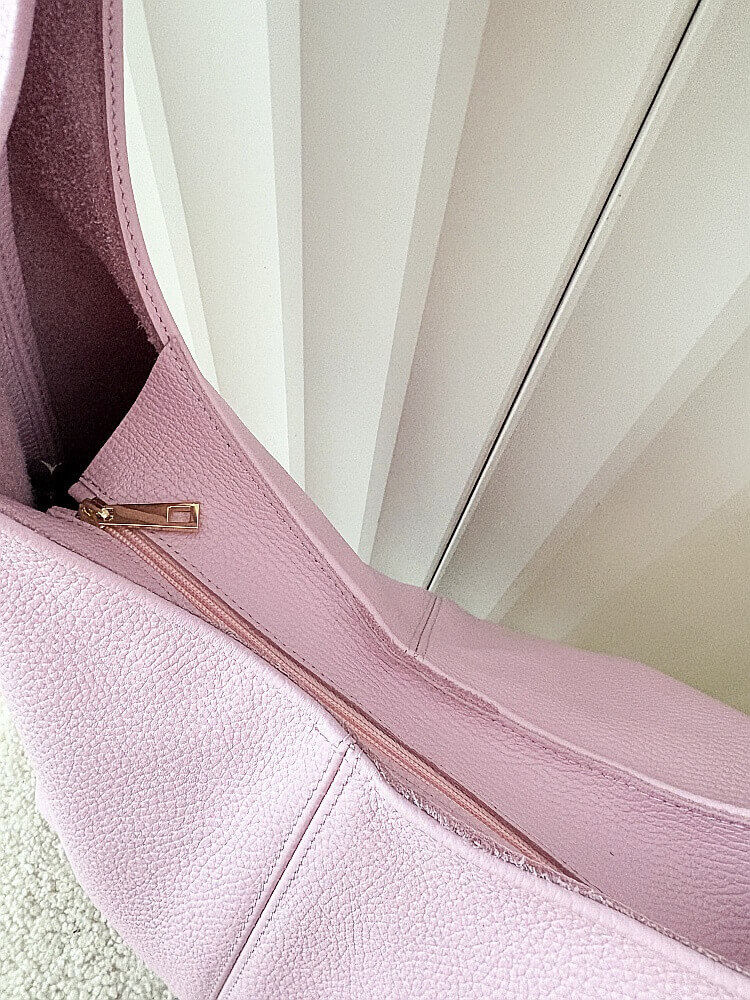 Laura Biaggi skórzana torba shopper na ramię różowa