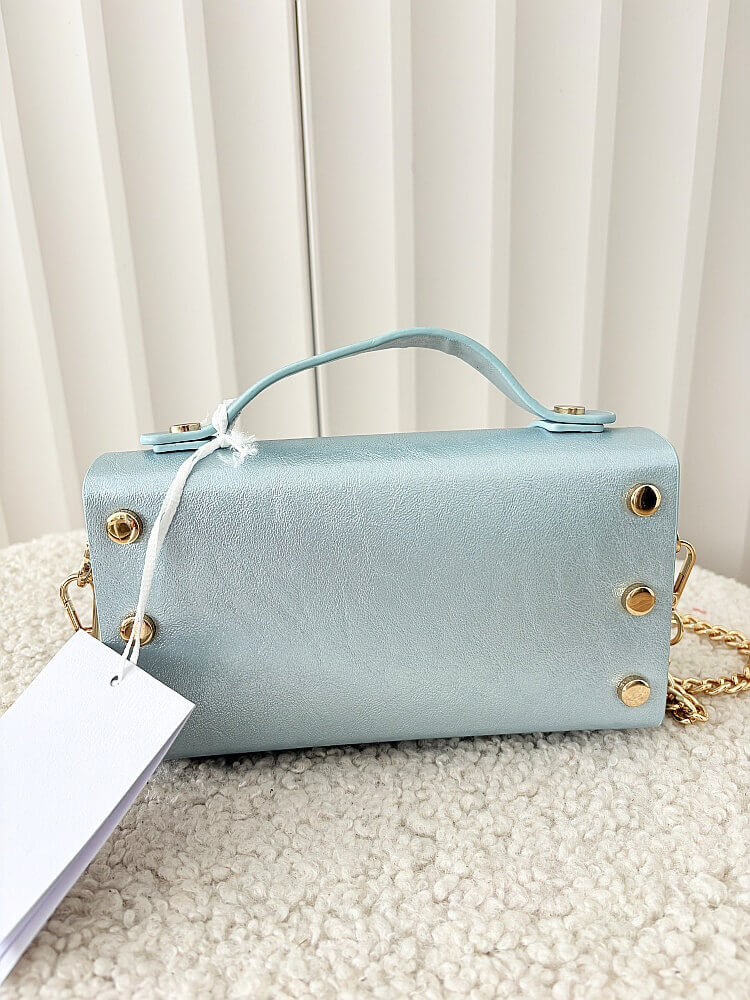 Valentino Creations torebka mini listonoszka jasnoniebieska błyszcząca