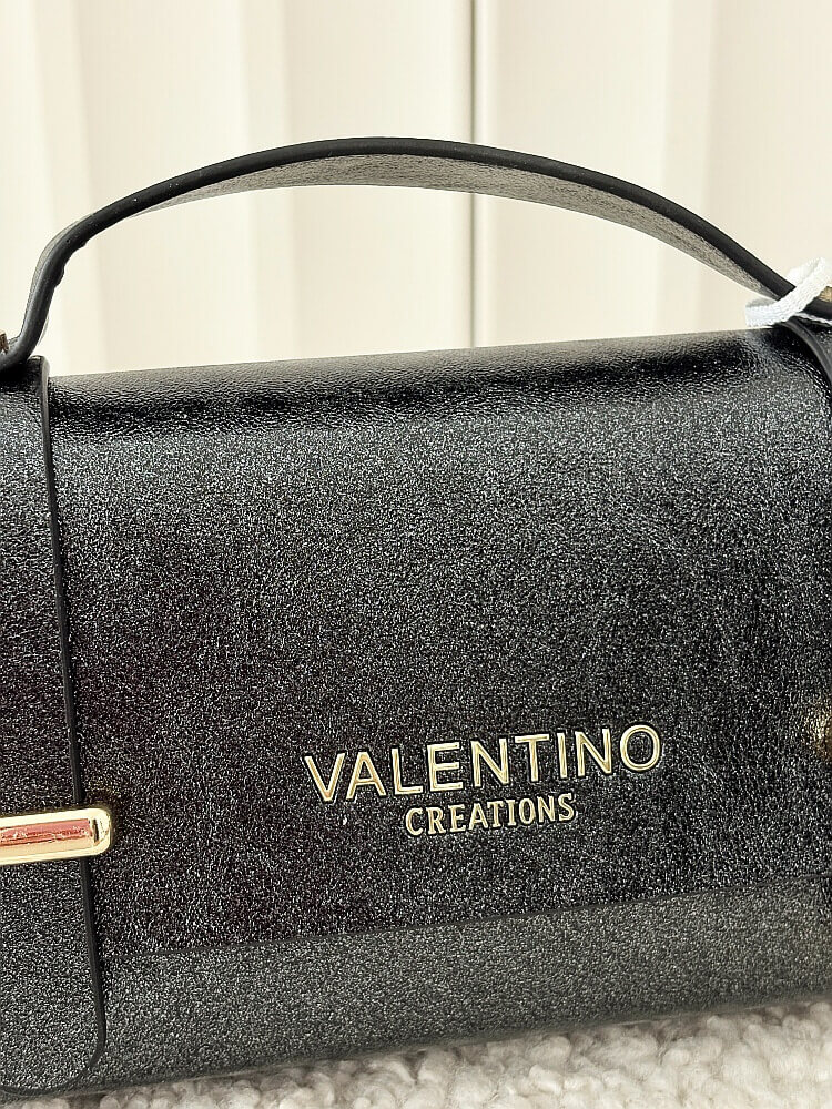 Valentino Creations torebka mini listonoszka czarna błyszcząca