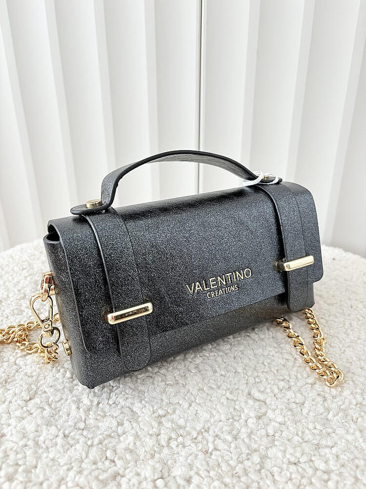 Valentino Creations torebka mini listonoszka czarna błyszcząca