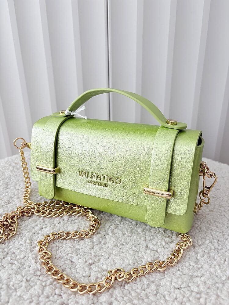 Valentino Creations torebka mini listonoszka zielona błyszcząca