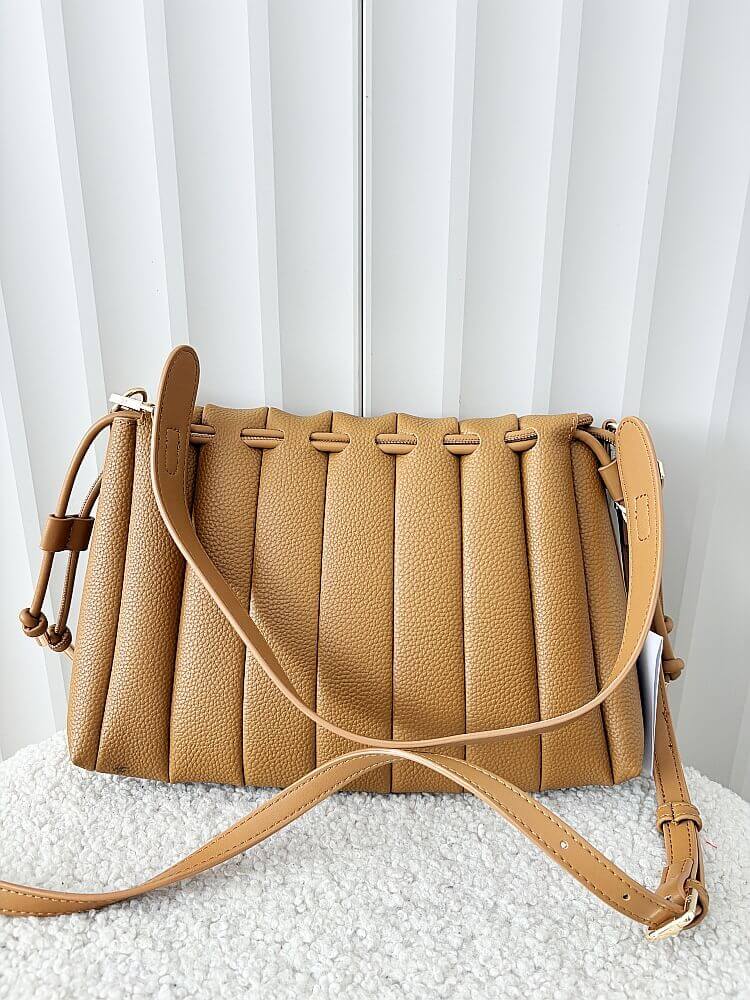 Valentino Creations torebka listonoszka camelowa z przeszyciami