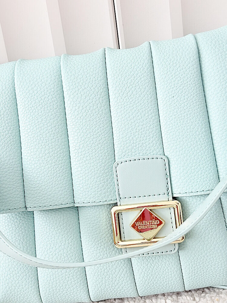 Valentino Creations torebka listonoszka turkusowa z przeszyciami