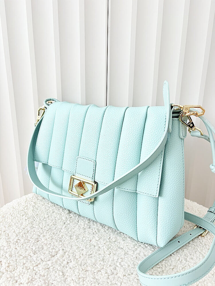 Valentino Creations torebka listonoszka turkusowa z przeszyciami