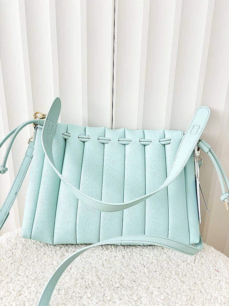 Valentino Creations torebka listonoszka turkusowa z przeszyciami