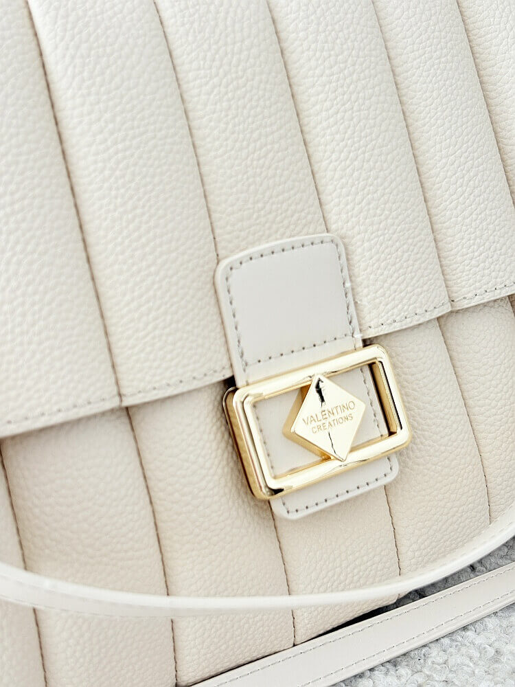 Valentino Creations torebka listonoszka beżowa z przeszyciami