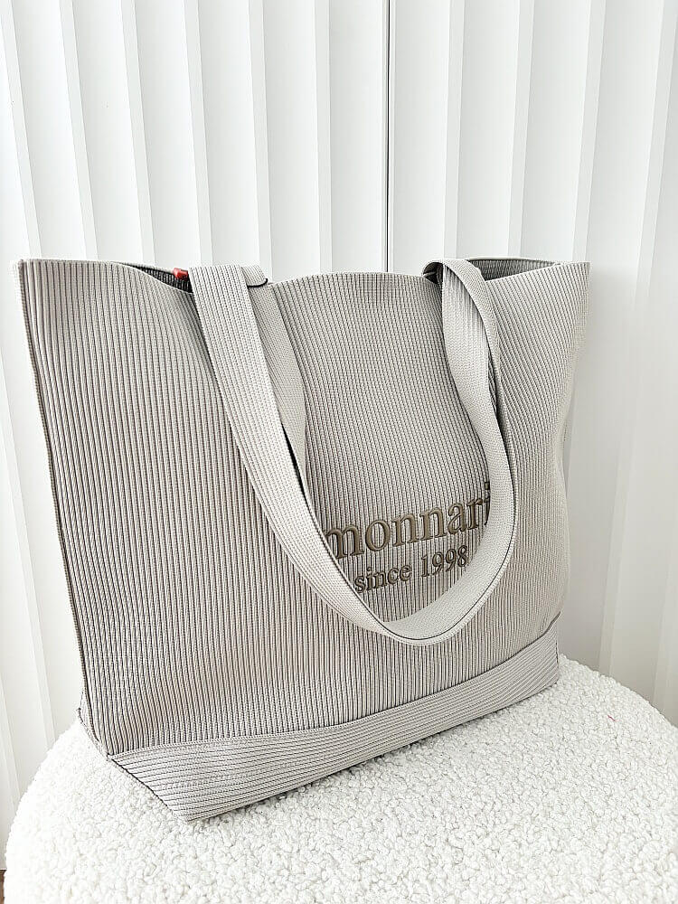 Monnari torebka shopper beżowa materiałowa logowana