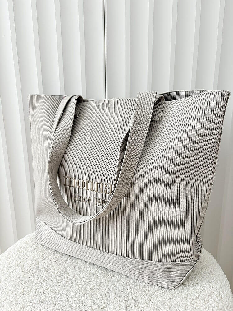 Monnari torebka shopper beżowa materiałowa logowana