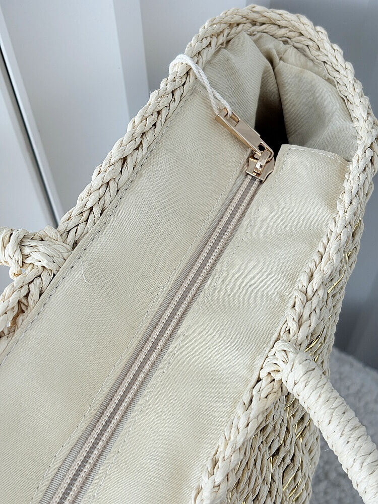 Flora&Co torebka shopper koszyk beżowa ze złotym