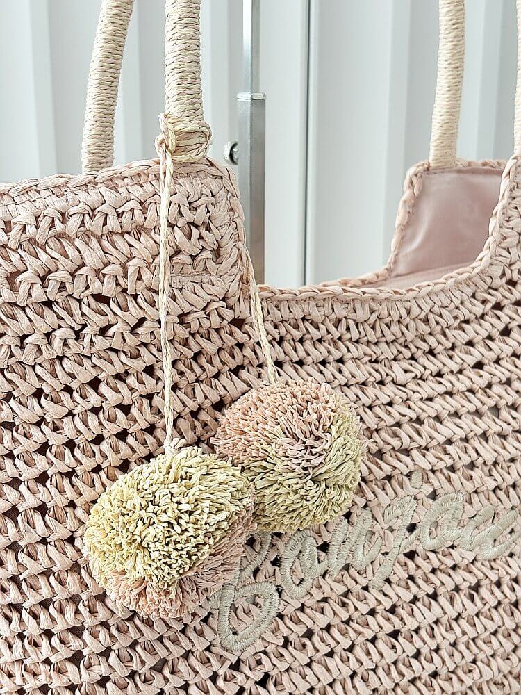 Flora&Co torebka shopper koszyk różowa z haftem