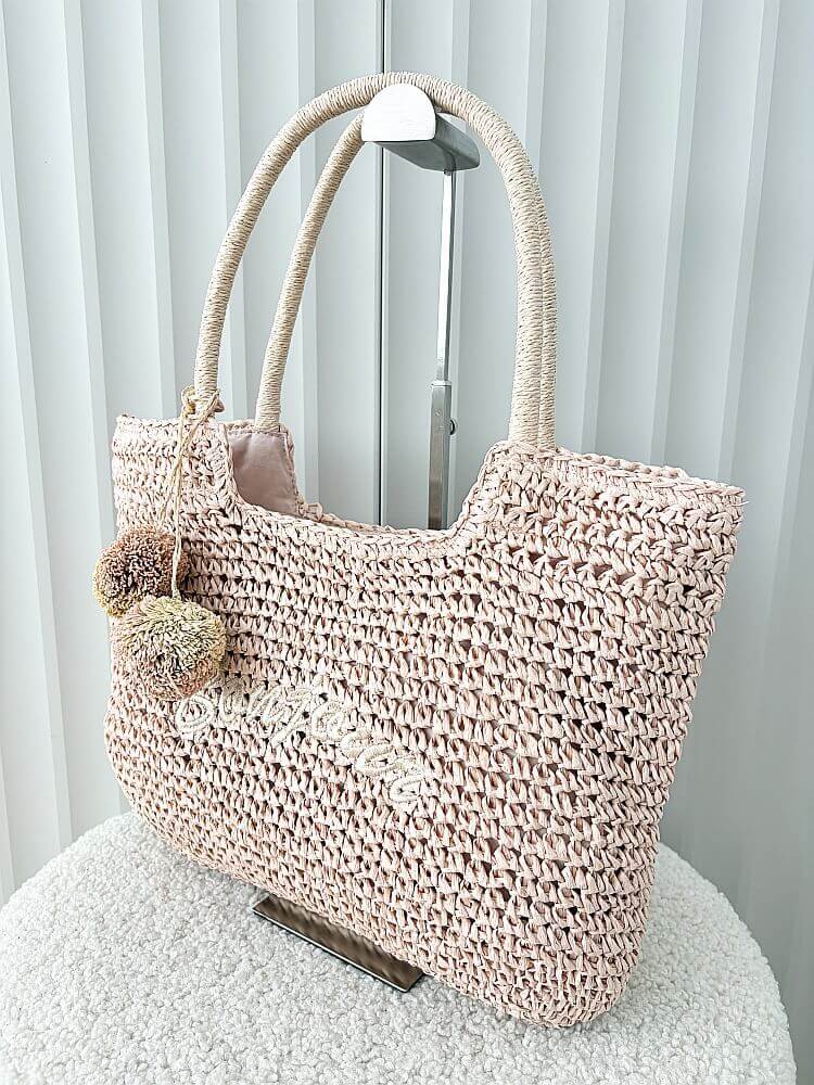 Flora&Co torebka shopper koszyk różowa z haftem