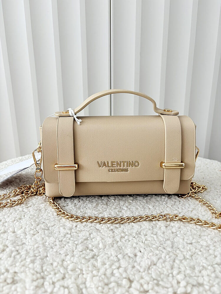 Valentino Creations torebka mini listonoszka beżowa gładka