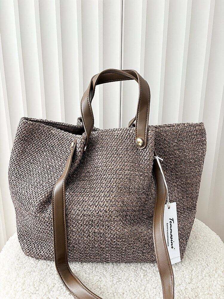 Torebka shopper koszyk na ramię brązowa