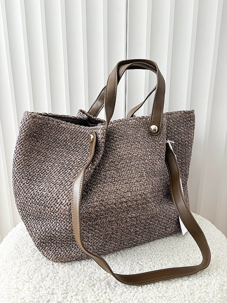 Torebka shopper koszyk na ramię brązowa