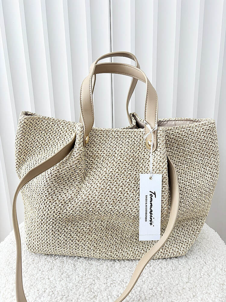 Torebka shopper koszyk na ramię beżowa