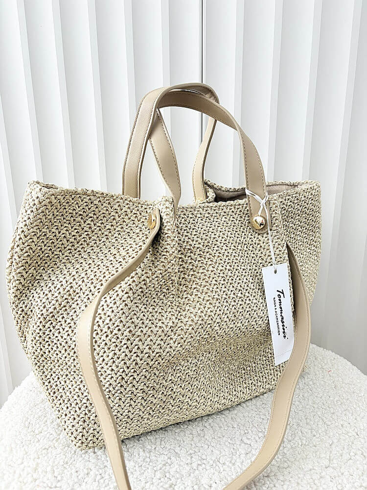 Torebka shopper koszyk na ramię beżowa