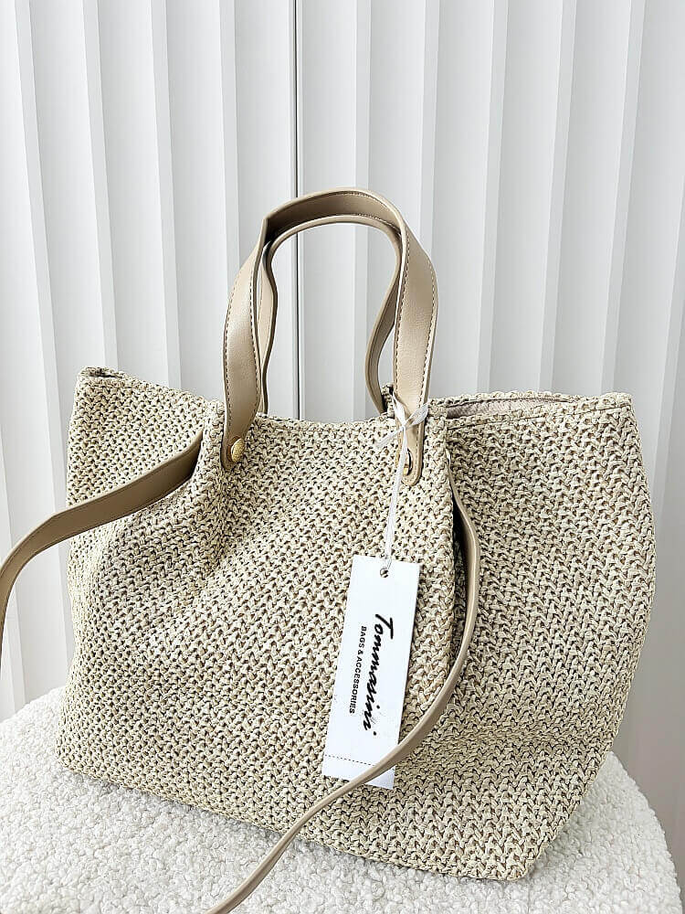 Torebka shopper koszyk na ramię beżowa