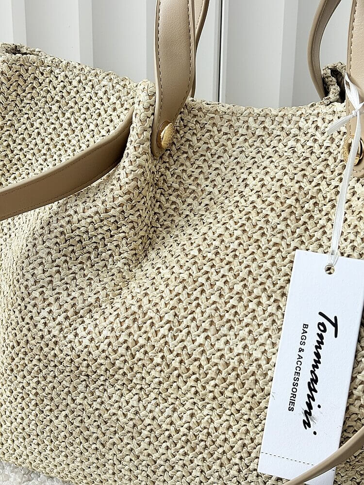 Torebka shopper koszyk na ramię beżowa