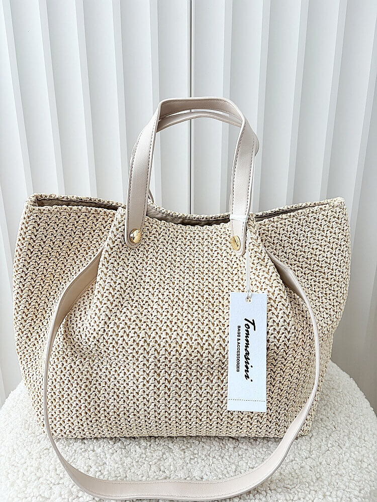 Torebka shopper koszyk na ramię jasnobeżowa