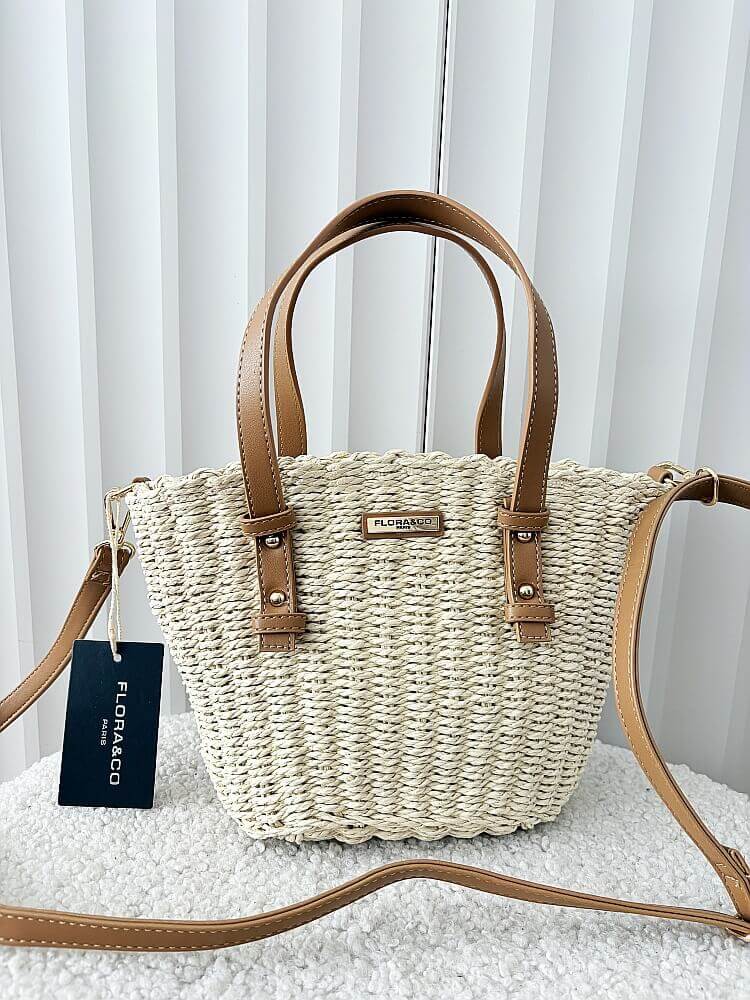 Flora&Co torebka mini shopper koszyk beżowa