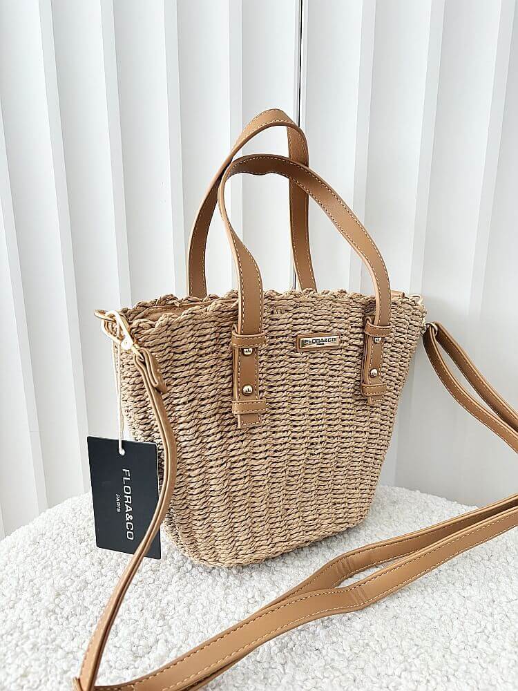 Flora&Co torebka mini shopper koszyk ciemnobeżowa