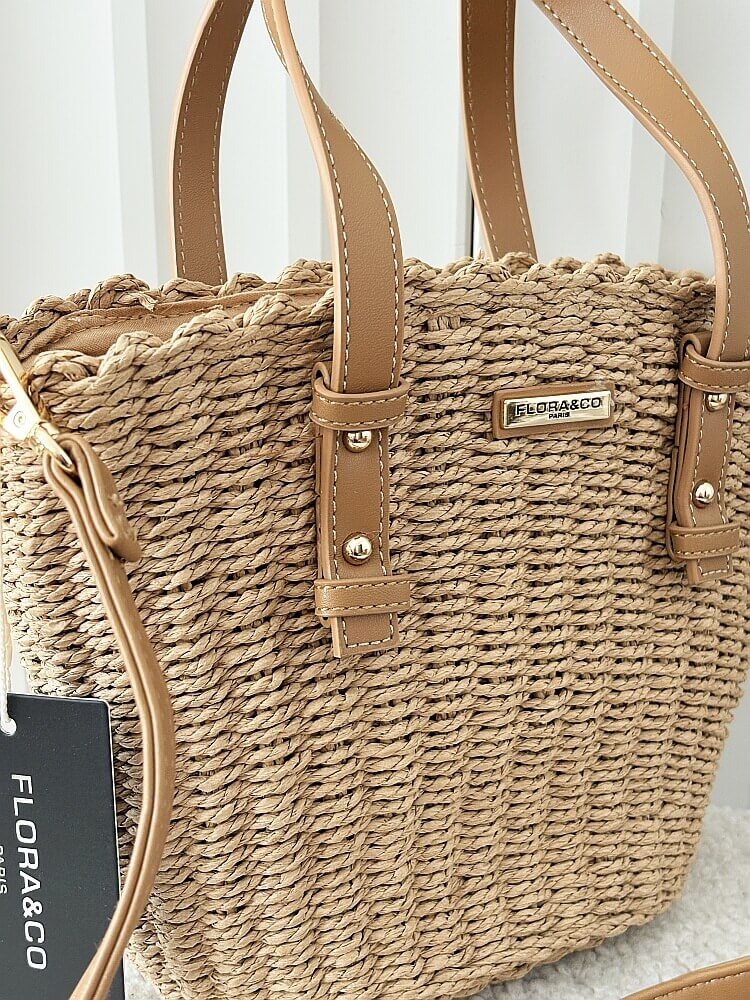 Flora&Co torebka mini shopper koszyk ciemnobeżowa