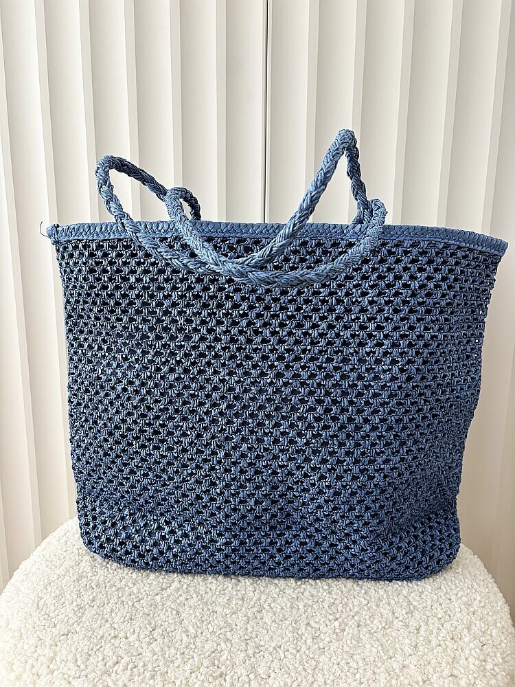 Mandoline torebka shopper koszyk na ramię niebieska z napisem