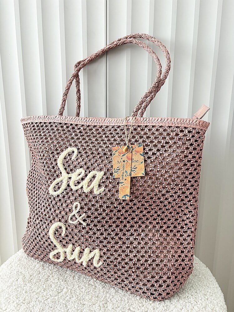 Mandoline torebka shopper koszyk na ramię różowa z napisem