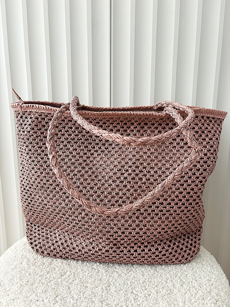 Mandoline torebka shopper koszyk na ramię różowa z napisem